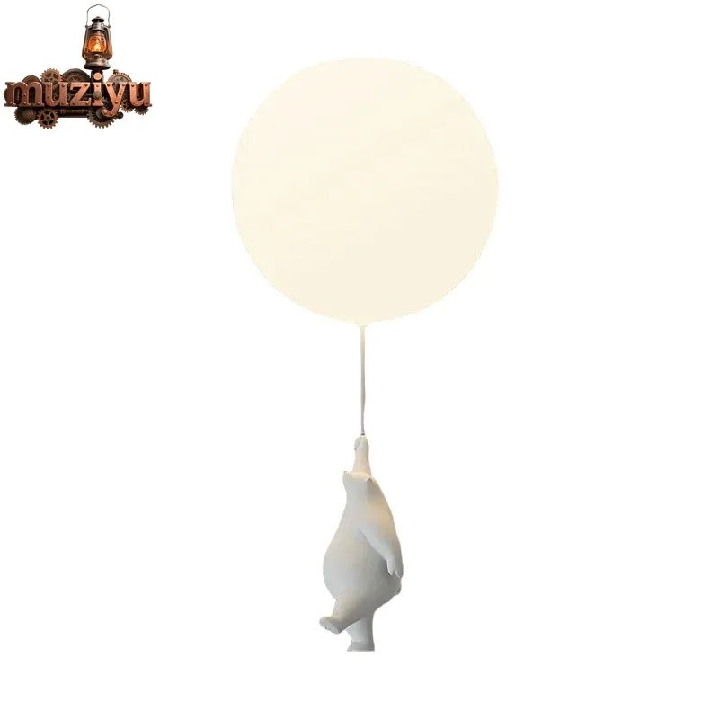 

Muziyu Cartoon Bear Lamp Children Room Ceiling Porch Living Chandelier Nordic Creative Warm Boy and Girl Bedroom Balloon Lamps