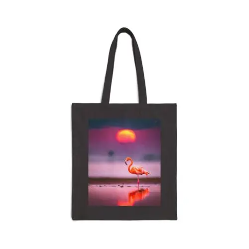 Polarshe Cotton Canvas Tote Bag Vibrant Pink Flamingo Fantasy Style Design 3, Gift