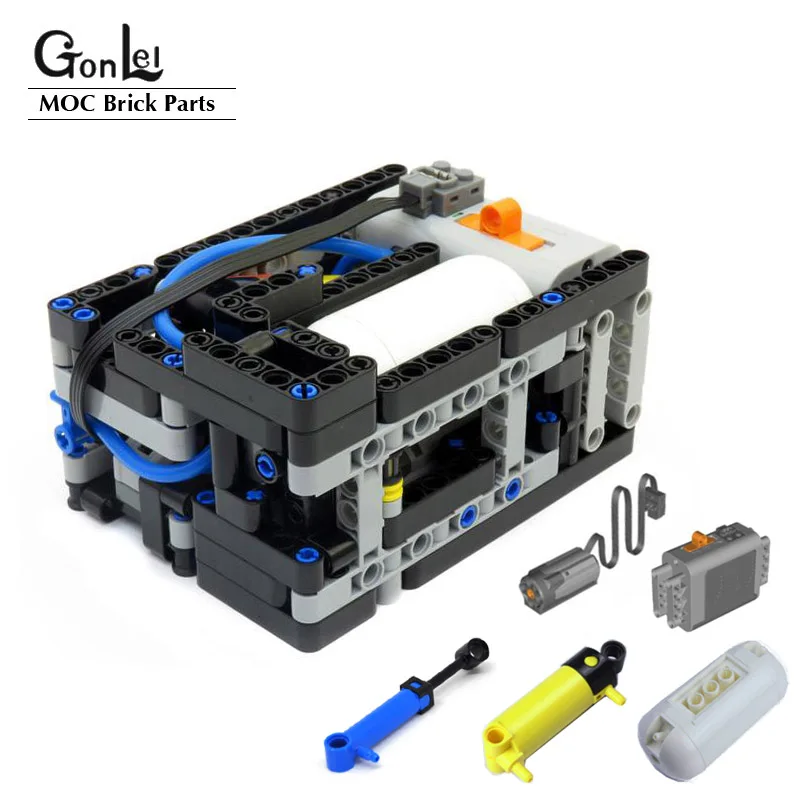 ใหม่การวิเคราะห์ Pneumatics MOC อัตโนมัติมอเตอร์คอมเพรสเซอร์บล็อกตัวต่อชุด DIY อิฐของขวัญของเล่นที่มีนิวเมติก Airtank