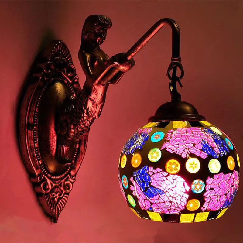 

OUFULA Contemporary Mermaid Wall Lamp Personalized And Creative Living Room Bedroom Hallway Bar Decoration Light