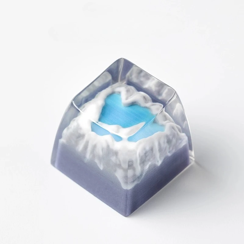 Blue Love Keycaps الراتنج 3D طباعة شخصية الإبداعية شفافة الحرفي Keycap للوحة المفاتيح الميكانيكية الكرز الشخصي