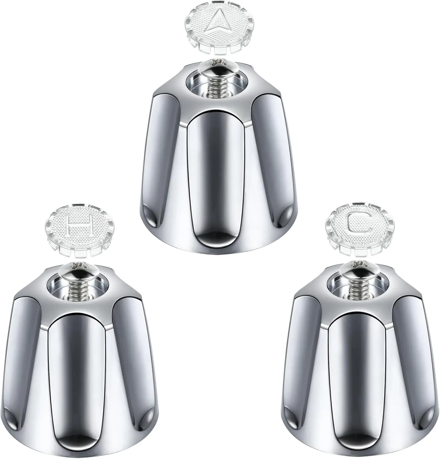 

3-Piece Metal Shower Knob Replacement for Tub and Shower Faucets, Includes Hot/Cold/Diverter Handles and Screws