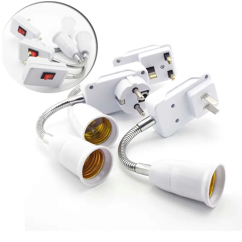 

Flexible Lamp Bulb Adapter Light Bases Holder Converter On/Off Switch Converter E27 Socket 20CM EU/US/UK Plug AC 110-220V C2