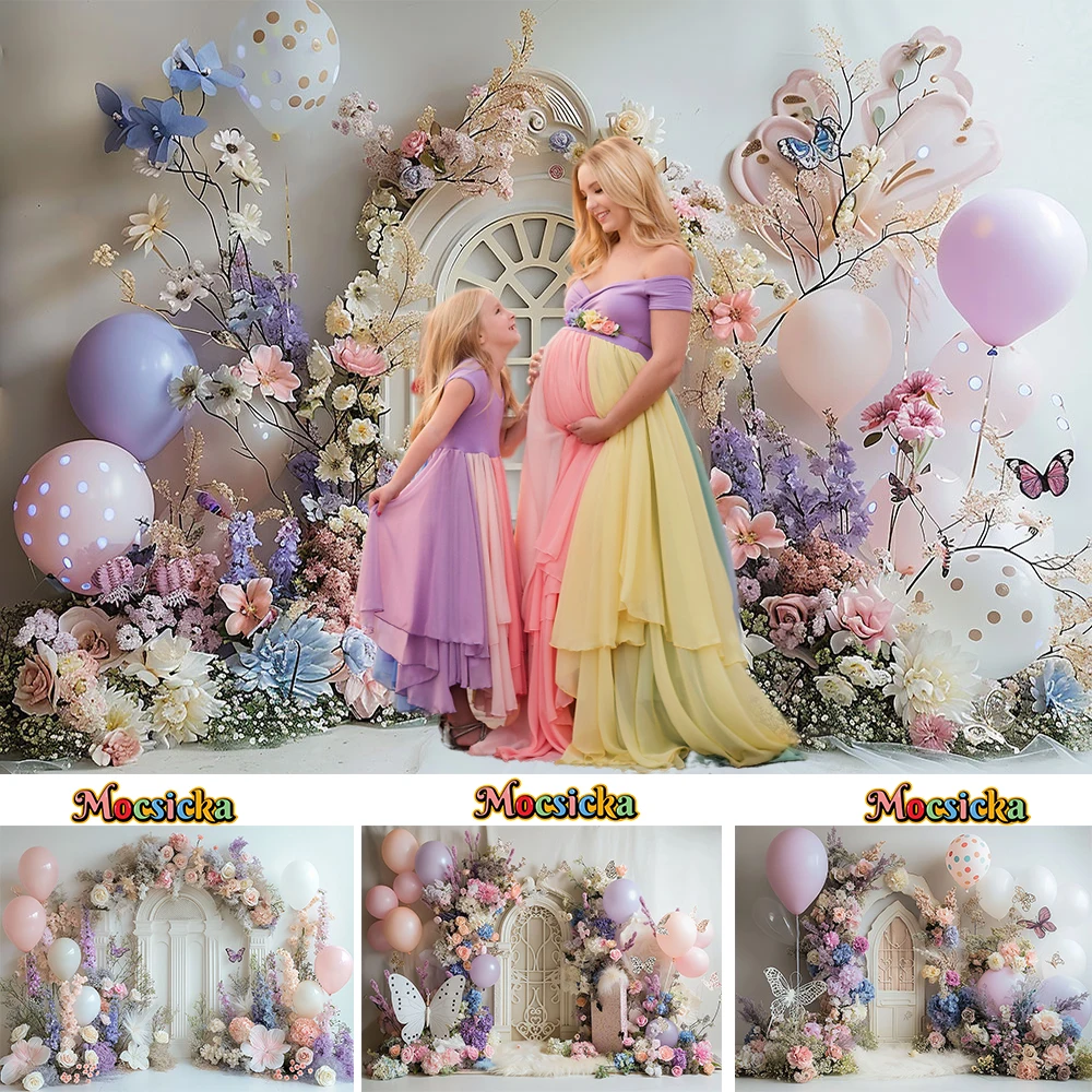 Wedding Photography Background for Studio Flowers Butterfly Balloon White Arch Door Backdrop Decor Girl Kids Baby Show Photozone