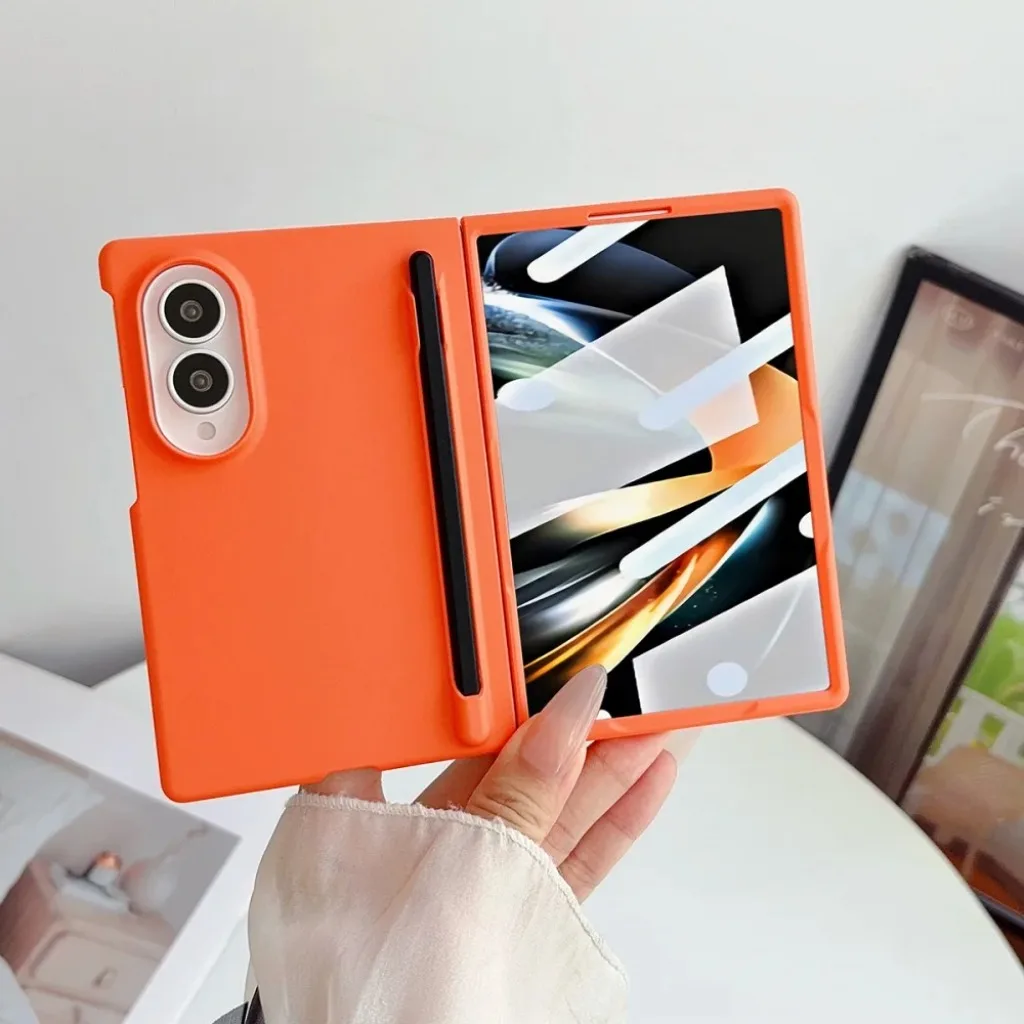 Hard PC Pen Slot Phone Case With Front Screen Tempered Film Stylus For Samsung Galaxy Z Fold 8 7 6 5 4 3 5G Shockproof Cover