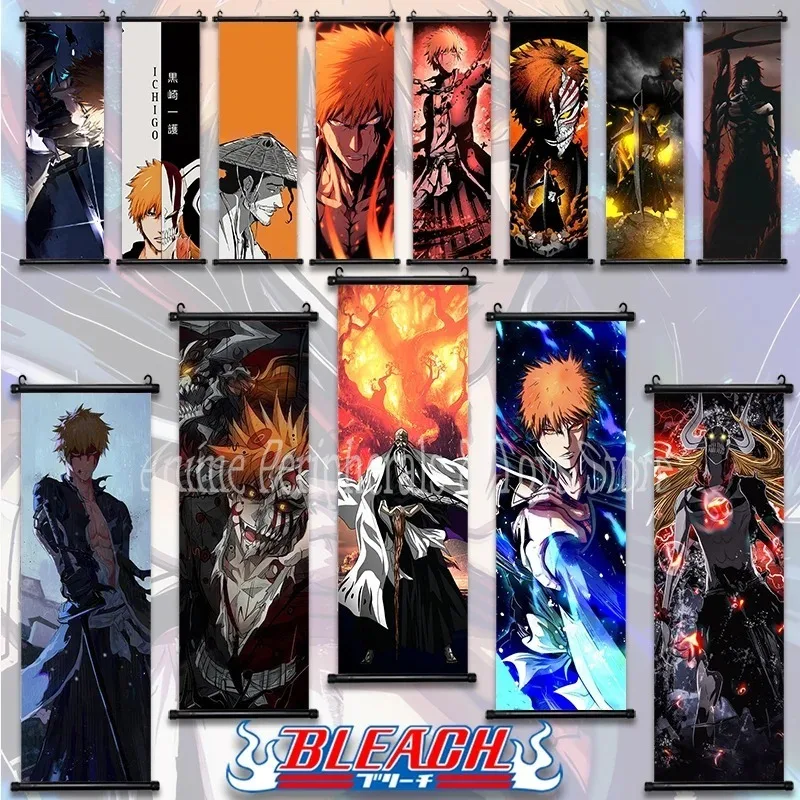 Hanging Painting Bleach Wall Artwork Kurosaki Ichigo Pictures Scroll Print Canvas Japanese Anime Poster Home Decor Living Room