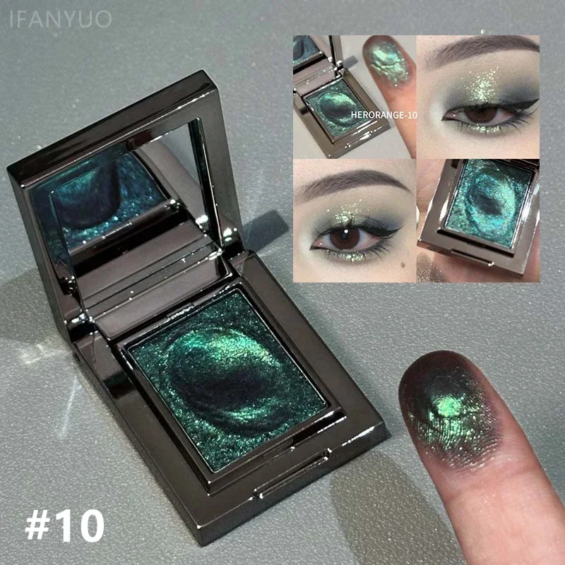 Metallischer Glitzer-Lidschatten-Creme Chamäleon Funkelnder Highlighter Aufhellendes Make-up Rauchblau Perlglanz-Lidschatten-Palette – Detail 18