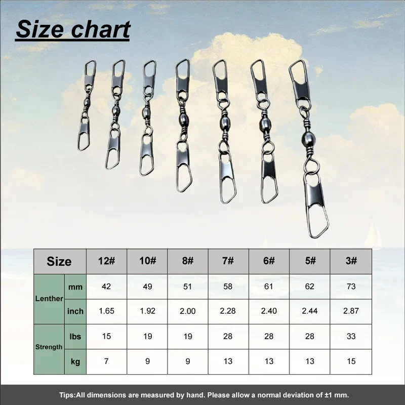 30/60Pcs Barrel Swivel with Duo Lock Snap Stainless Steel Fishing Connector for Saltwater Tackle