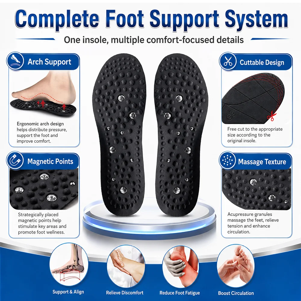 Acupressure Weight Loss High End Magnetic Insoles Men Women Relieve Fatigue Shoe Inserts 16 Magnets Technology for Comfort
