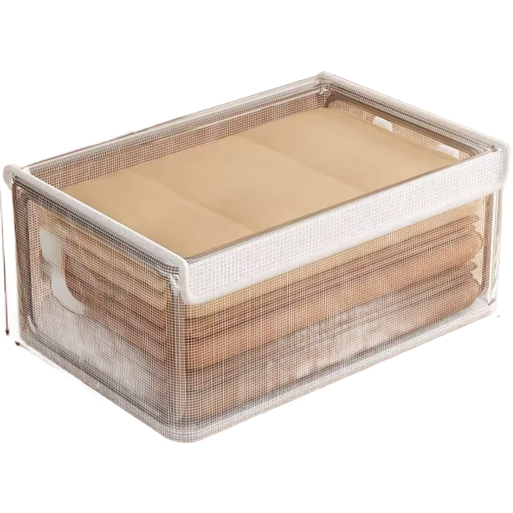 Waterproof Foldable Transparent Storage Box with Lid for Clothes Organization PVC Material Space Saving 47 28 20cm Size