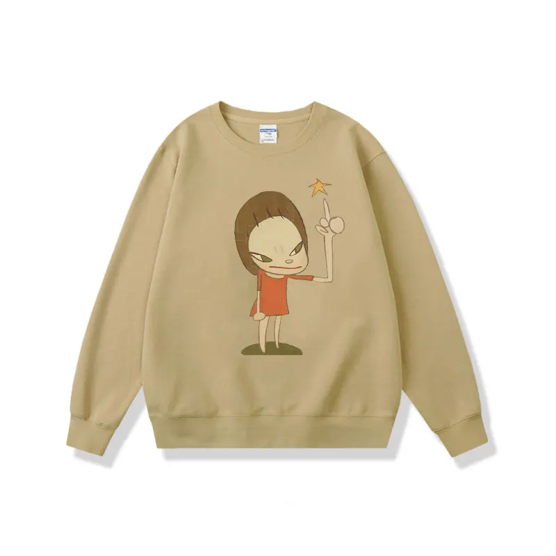 Yoshitomo Nara Girl Graphic Print Sweatshirt Unisex Fashion Art Aesthetic Crewneck Pullover Men's Casual Oversized Sweatshirts