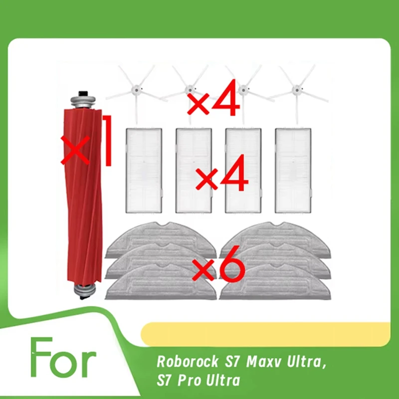 

15 Pcs Sweeper Accessories For Roborock S7 Maxv Ultra/S7 Pro Ultra Vacuum Cleaner Accessories Main Side Brush Mop Filter