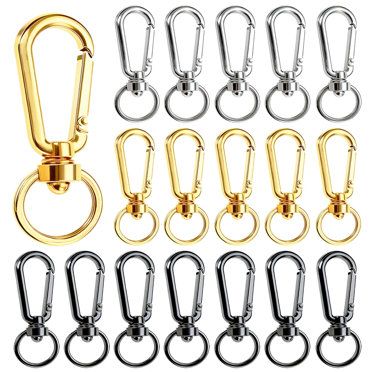6/12/18/25 Pcs Spring Buckles Rotating Hooks Push Door Keychains Suitable for Keychains DIY Crafts Gift Wallets and Bag Hardware