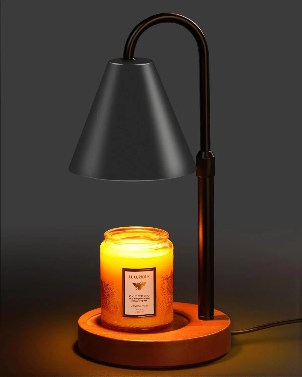 

Dimmable Candle Warmer Lamp with Timer, Adjustable Height for Jar Candles, Home Decor Vintage Wax Warmer with 2 Bulbs