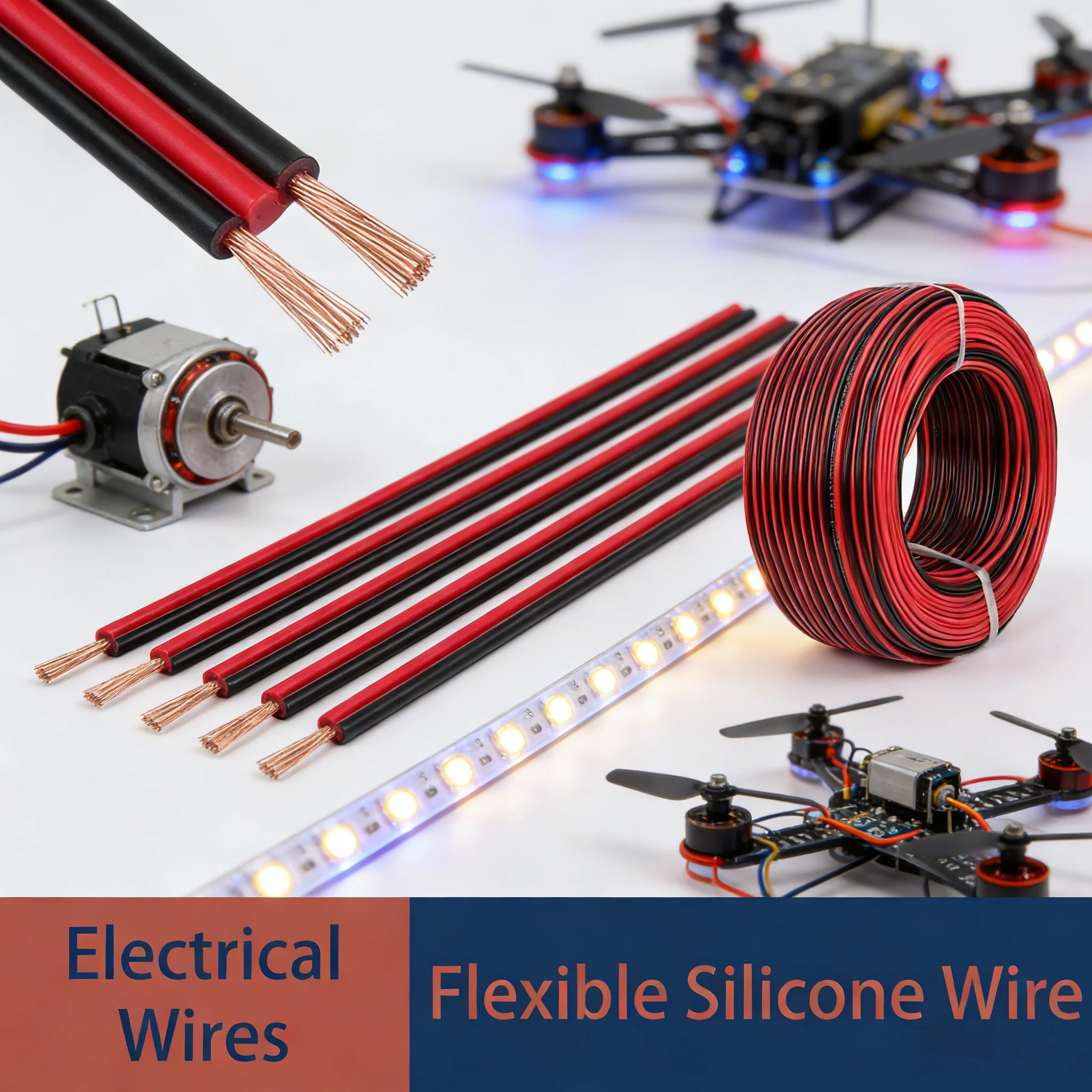 1-10m Red Black Flexible Silicone Battery Cable 30-8AWG High Temperature Wire for Car Solar Power System Wiring