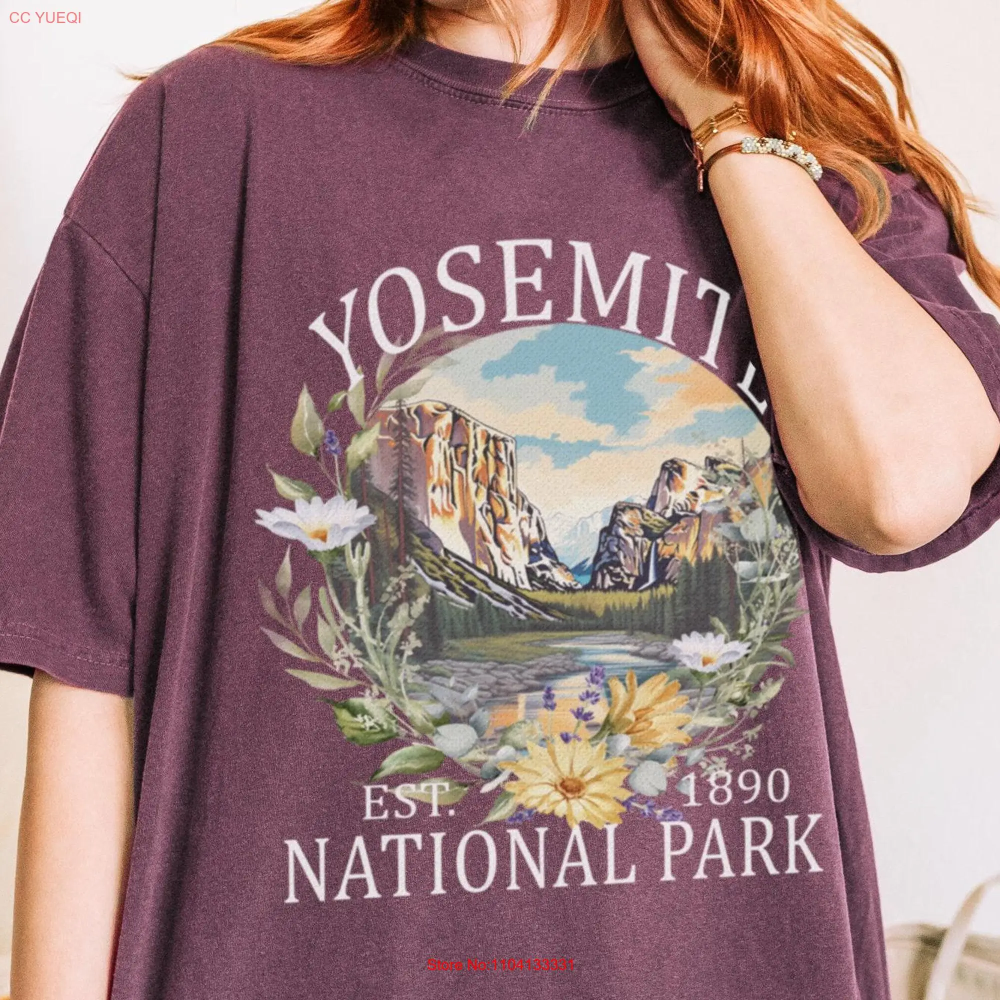 Yosemite T Shirt Cute Floral National Park Comfort Colors  long or short sleeves