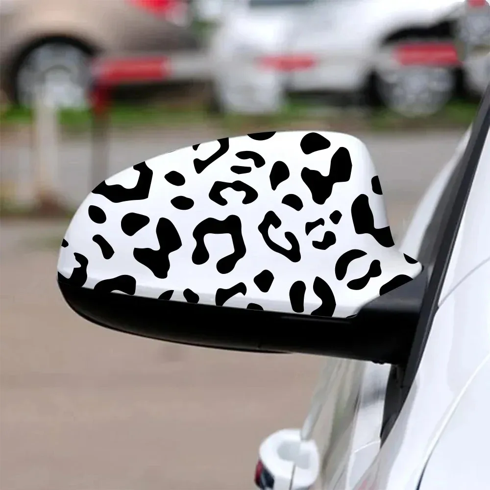 Car Rearview Mirror Sticker Leopard Print Auto Decorative PVC Decal Waterproof Vinyl Film Creative Car Exterior Accessories
