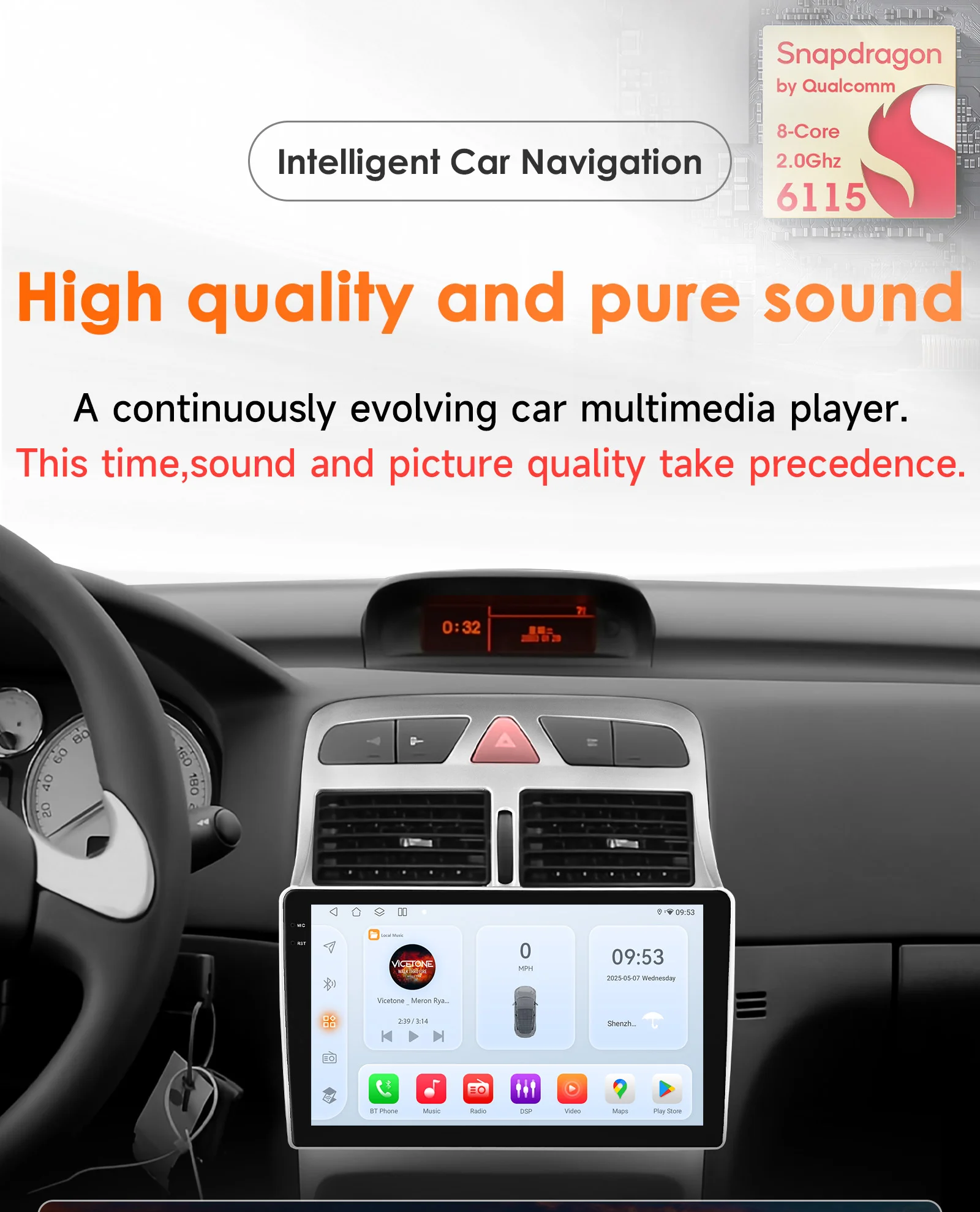 6115 Carplay Aandroid 14 авторадио для Peugeot 307 307CC 307SW 2002-2013 мультимедийный плеер GPS автомобильное радио стерео 360 Cam SWC RDS