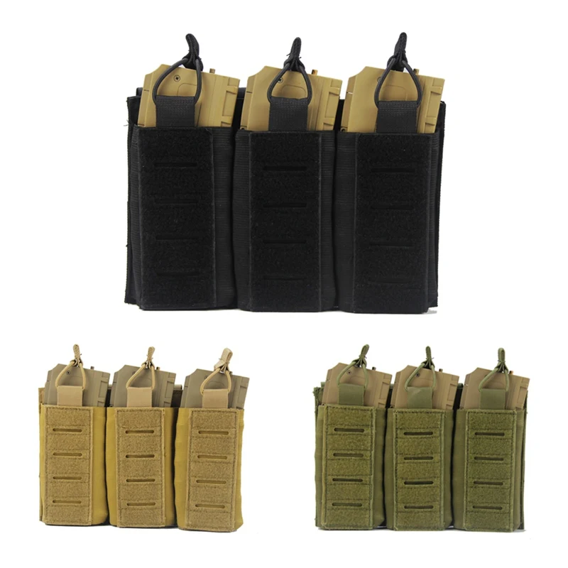 Molle Kantong Berburu Tas Majalah Taktis Elastis Open-Top Triple Mag Kantong Pemegang Operator untuk M4 M14 M16 AK AR