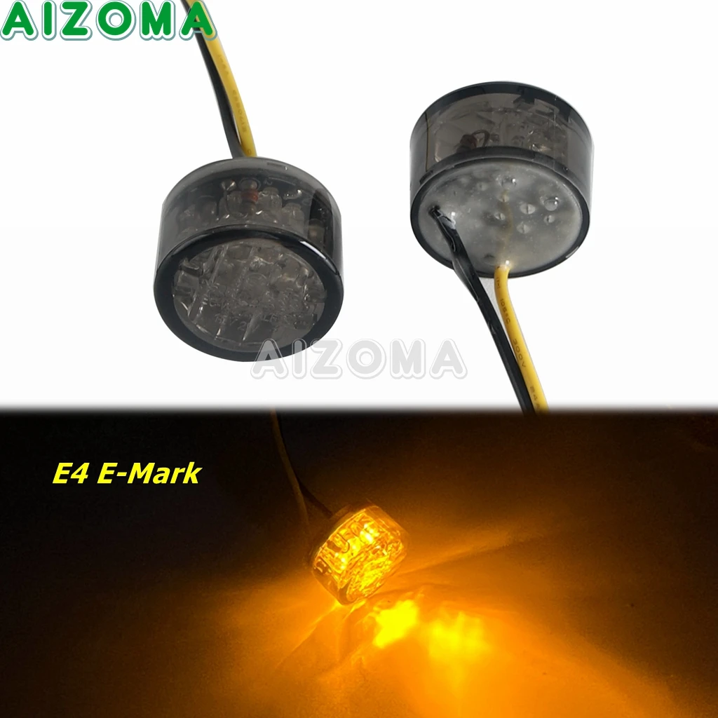 12V Motorcycle LED Minitial Blinker E4-Mark Approved Turn Signal Light For Sportster Iron883 72 Chopper Bobber Cafe Racer Custom