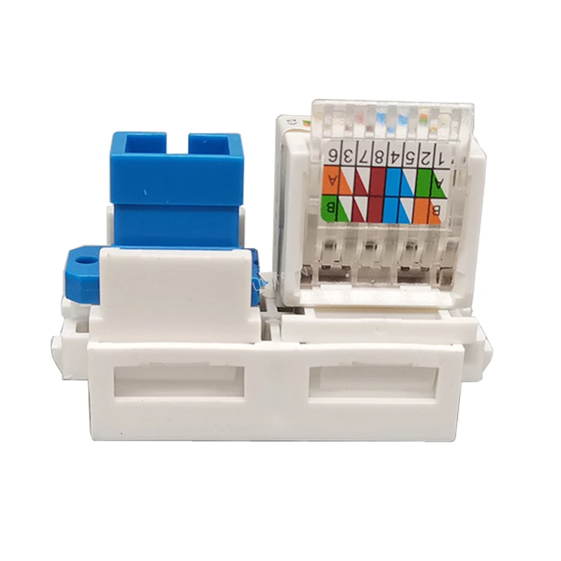 SC UPC Optic Fiber Female SC/SC Connector Plug With CAT6 RJ45 LAN Socket Module 23x36mm Insert For Internet Computer PC Slot