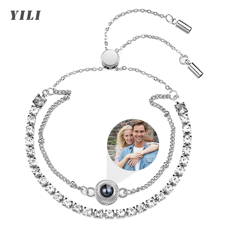 

Personalized Photo Bracelet Custom Picture Projection Bracelets Memorial Jewelry for Couple Custom Photo Gifts for Her Birthday