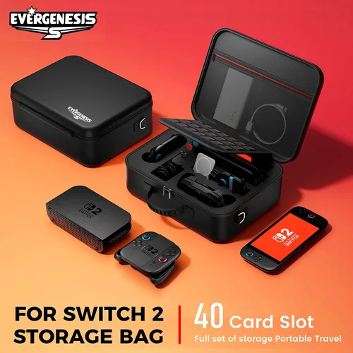 EVERGENESIS-Juego completo de bolsa de almacenamiento para Nintendo Switch2, gran capacidad, resistente al estrés, mango resistente a caídas, Estuche de transporte para cargador