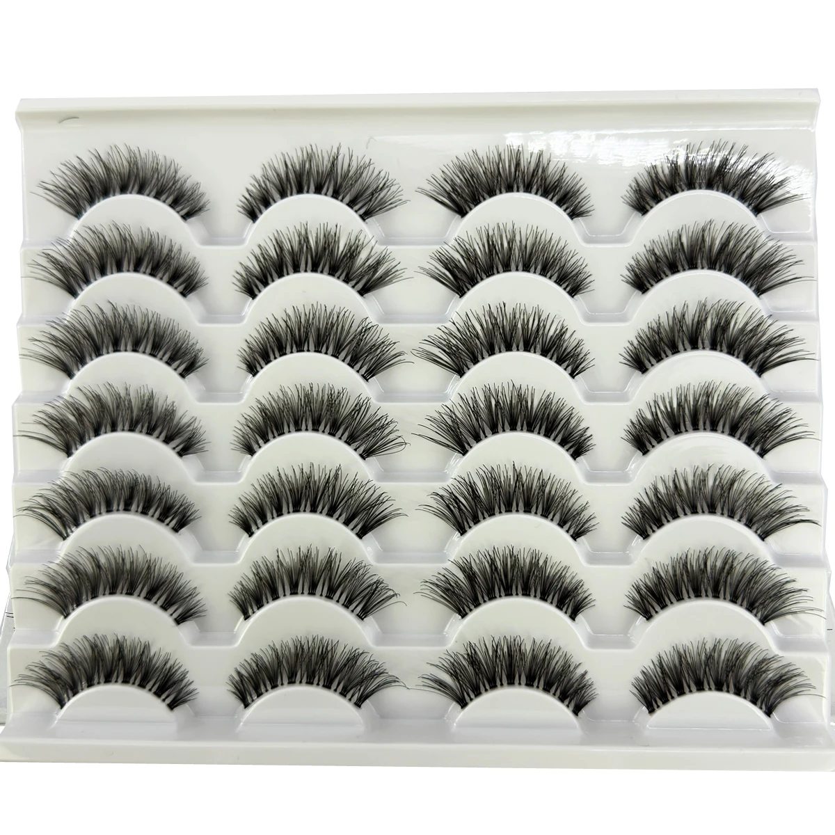 New Cat Eye Lashes Natural Look Short Lashes Wispy with Clean Band 15mm Hand-Knotted Manga False Eyelashes 14Pairs