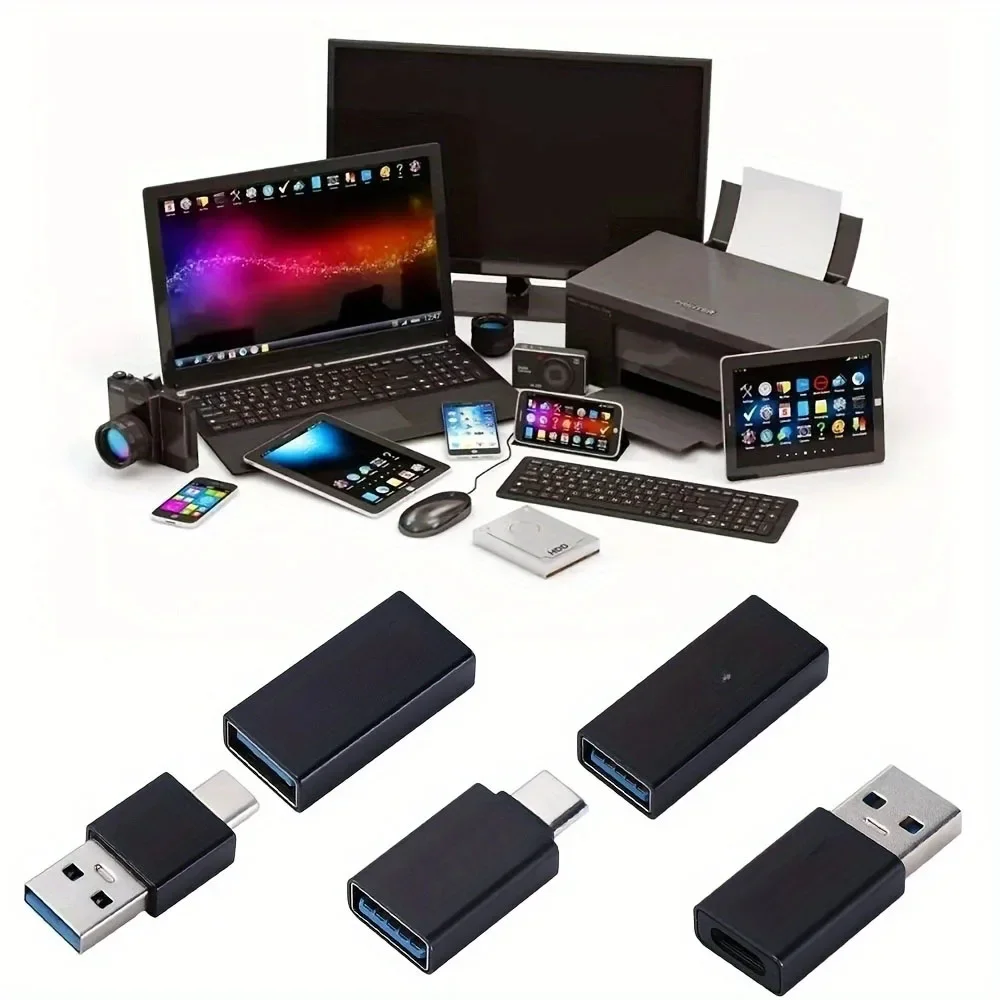 8pcs USB-C to USB 3.0 Adapter Set, Durable Type-C & USB Male/Female Connectors, with Data Transfer & Charging Converter