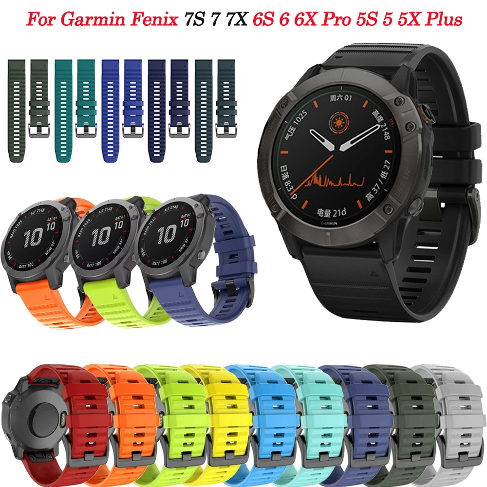 Quickfit 20/22/26mm Silicone Band Bracelet For Garmin Fenix 7S 7 7X 6S 6 6X Pro 5S 5 5X Plus 3HR/Epix/935 Smartwatch Strap Wrist