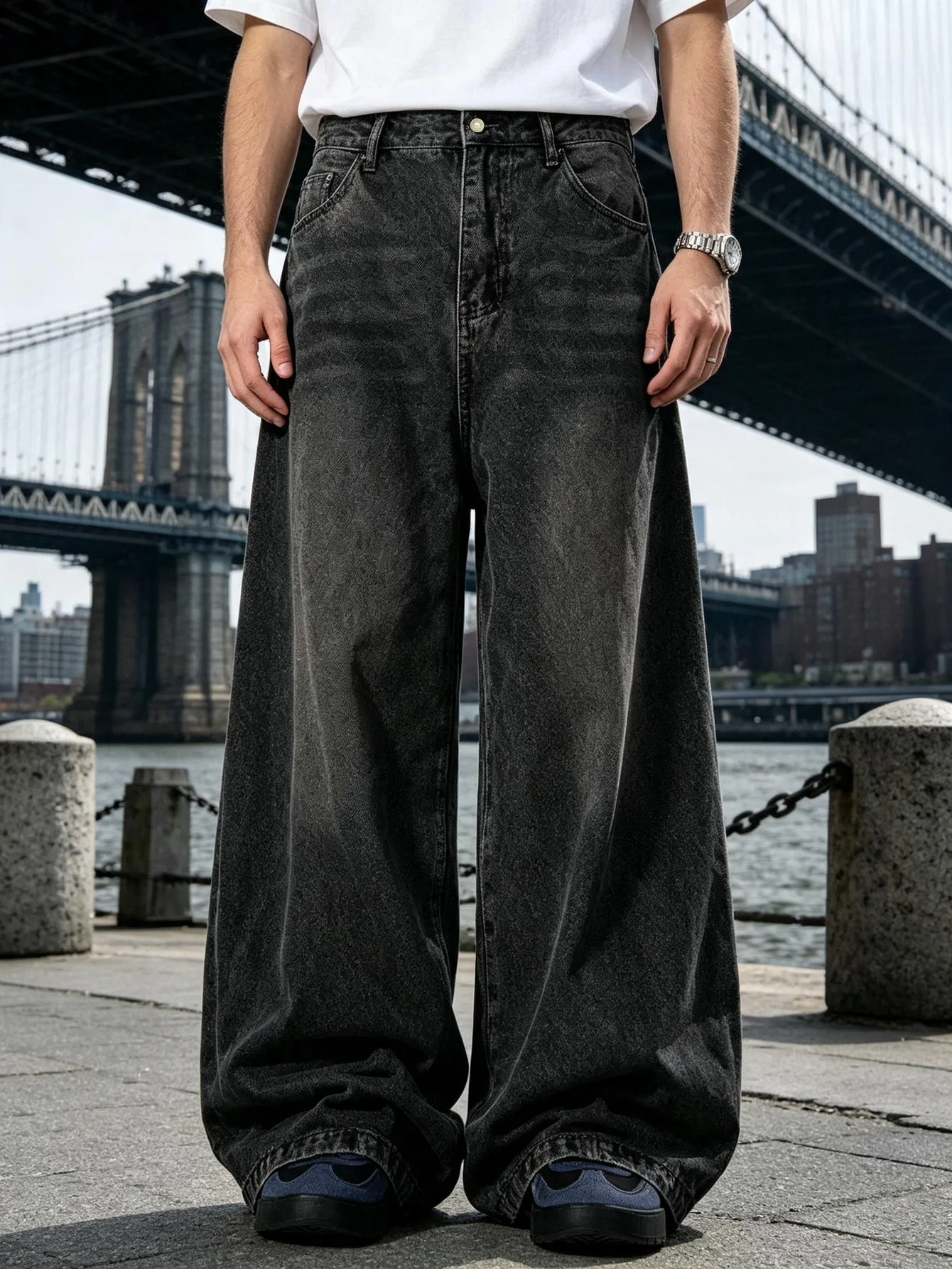 Men’s American Streetwear Y2K Fashion Jeans, Hip‑Hop Trend Denim Trousers, Sweet Practical Gift For Husband Or Lover Street Outf