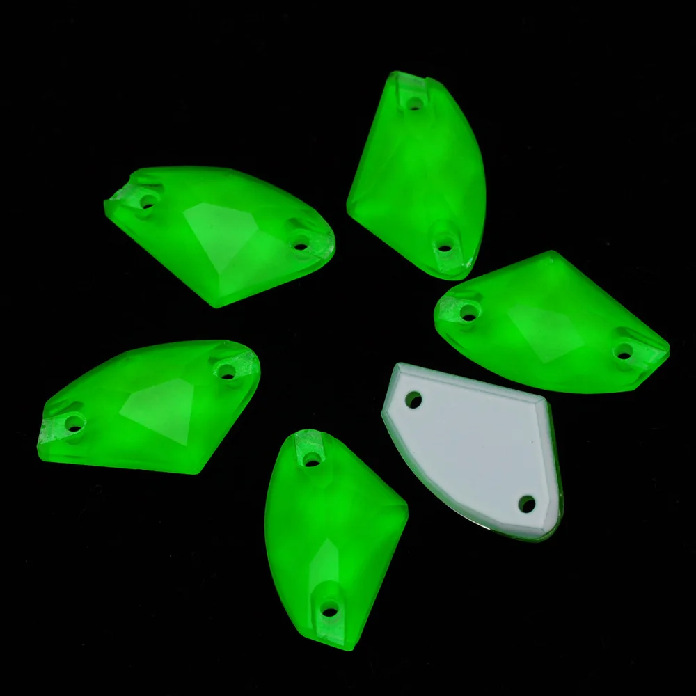 Neonfarbene K9-Glassteine mit galaktischen Kanten und Facettenschliff, flache Rückseite, Strasssteine zur Dekoration von Hochzeitskleidern, aufnähbare Kristalle – Detail 10