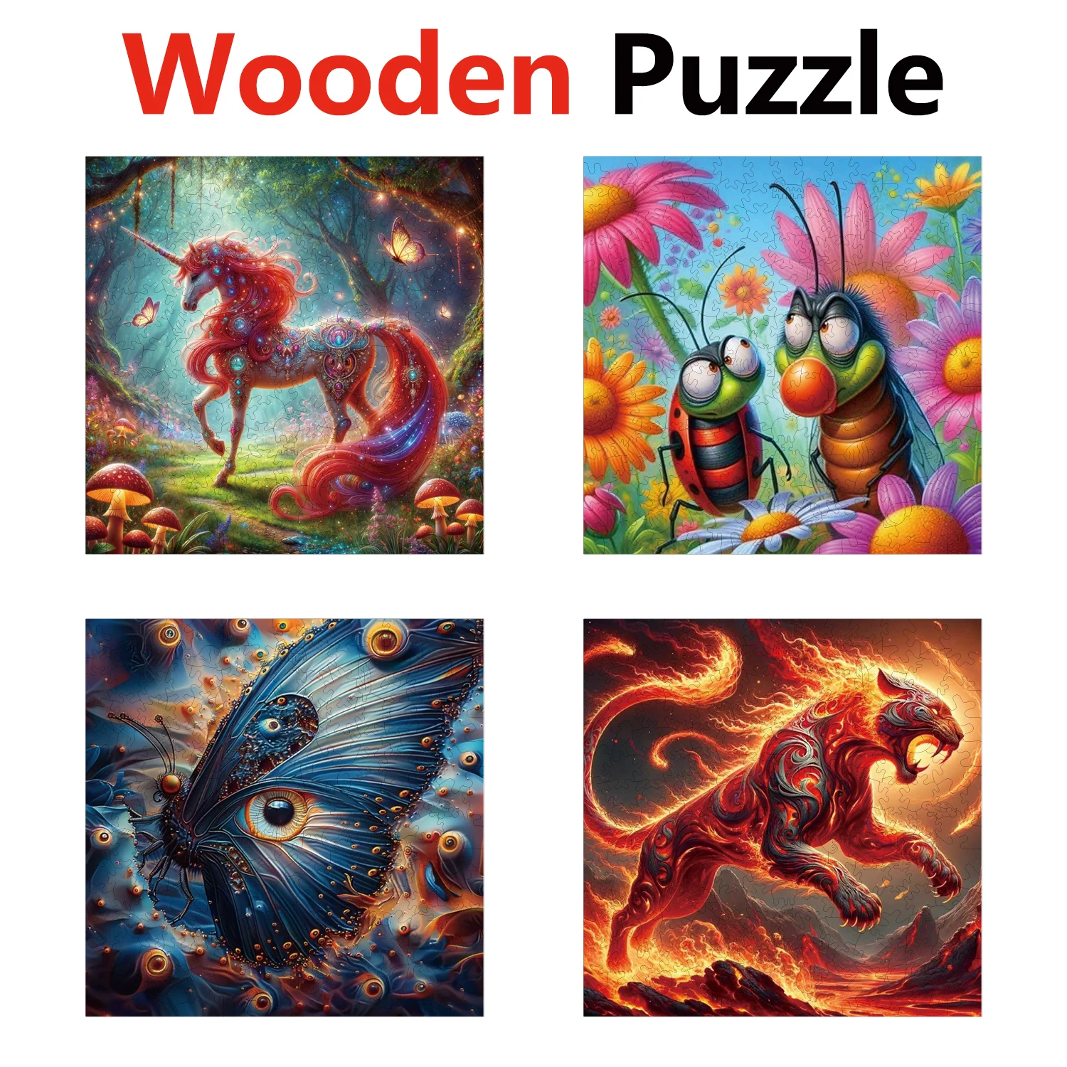 

Horse Bee Butterfly Leopard Animal Puzzles High Quality Jigsaw Puzzle Wooden Puzzle Best Christmas Gift