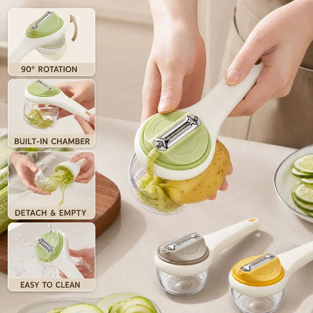 Double-Sided Rotary Peeler Stainless Steel Peel Catching Structure Fruit Peeler Rotating Multi-Functional Peeler