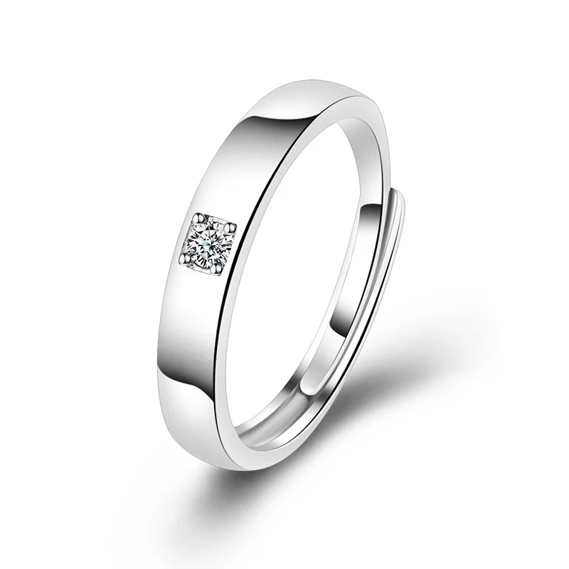 2pc 925 Sterling Silver Zircon Couple Rings, Exquisite Gift