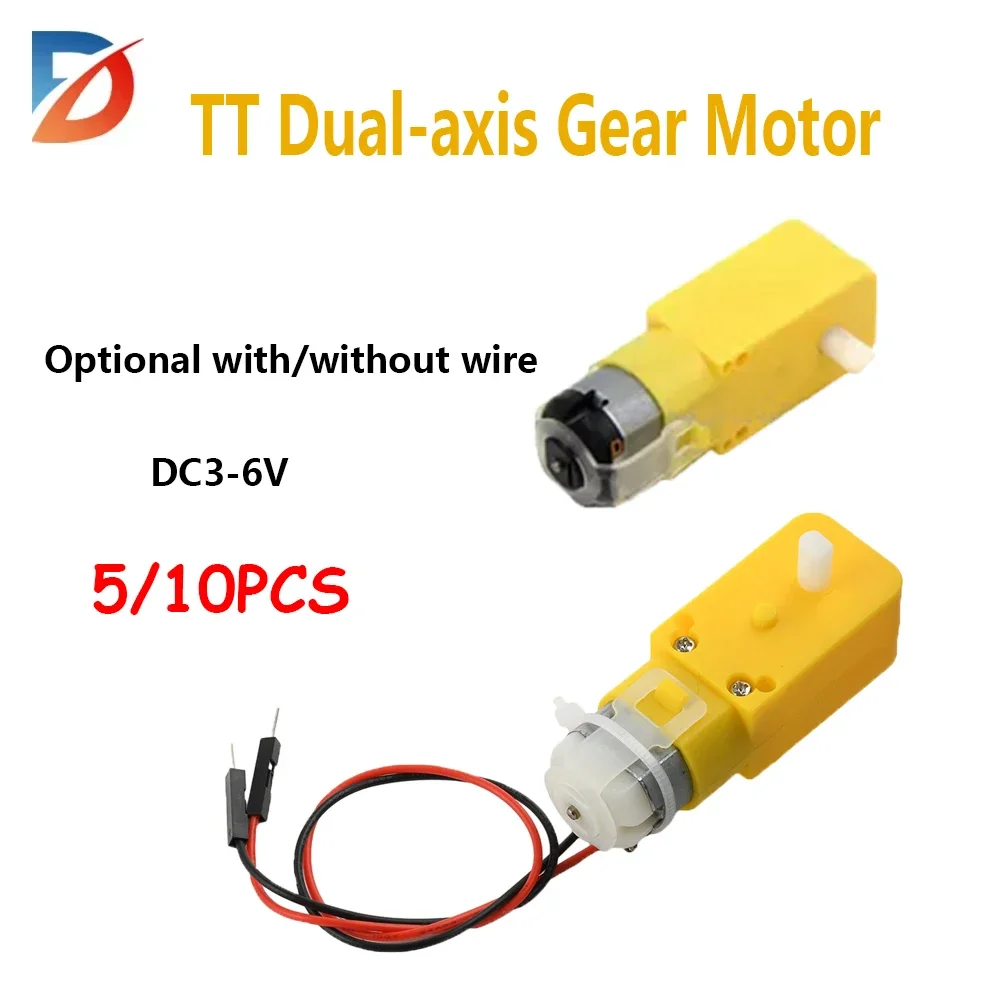 5/10PCS TT Motor DC 3-6V Dual Shaft Geared Motor for Smart Car Chassis Four Drive Car Motor Gearmotor 1:48 Shaft Motor