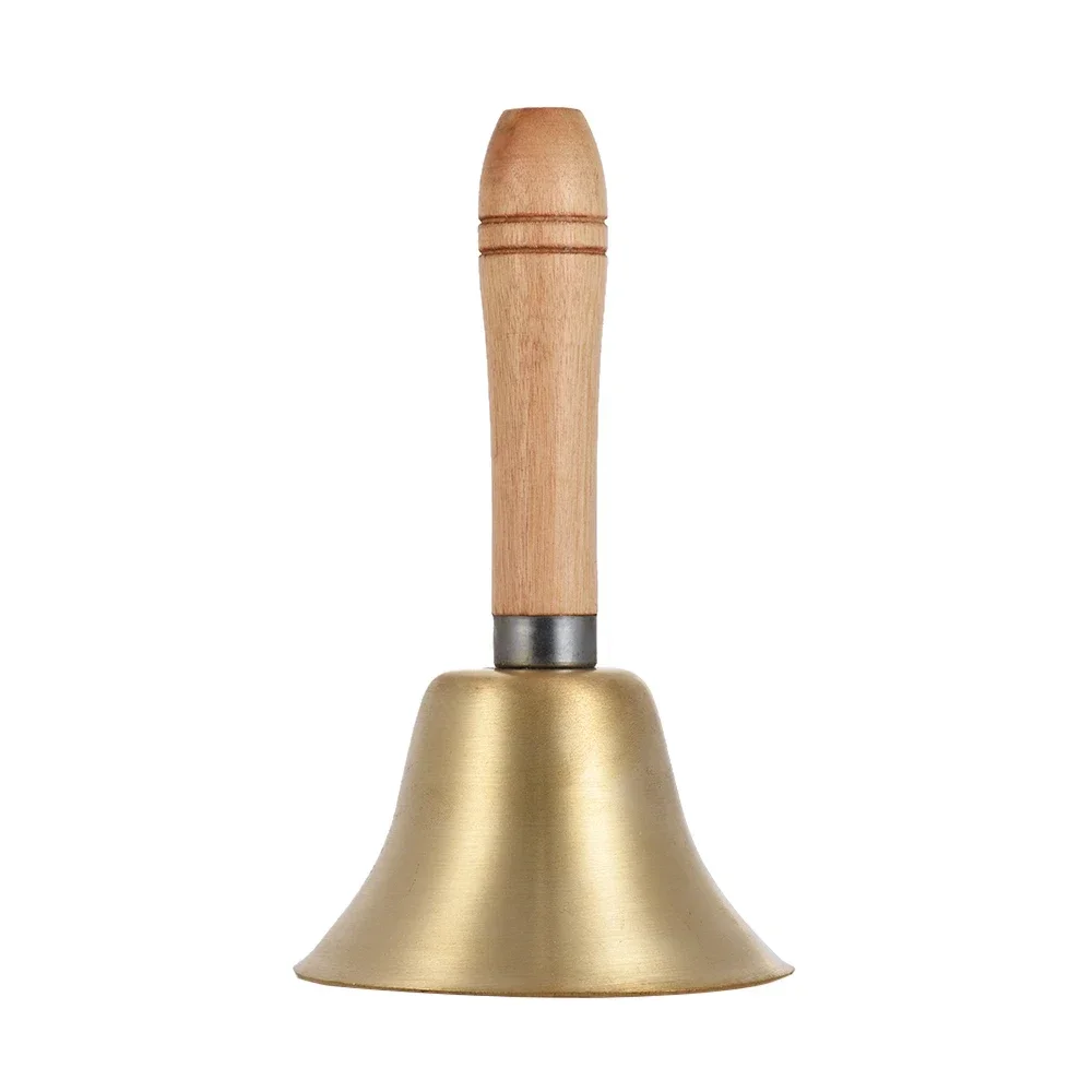 

Handbell Desk Ringbell Brass Hand Bell Loud Call Bell with Wooden Handle for Wedding Festival Decoration Hotel Sercive