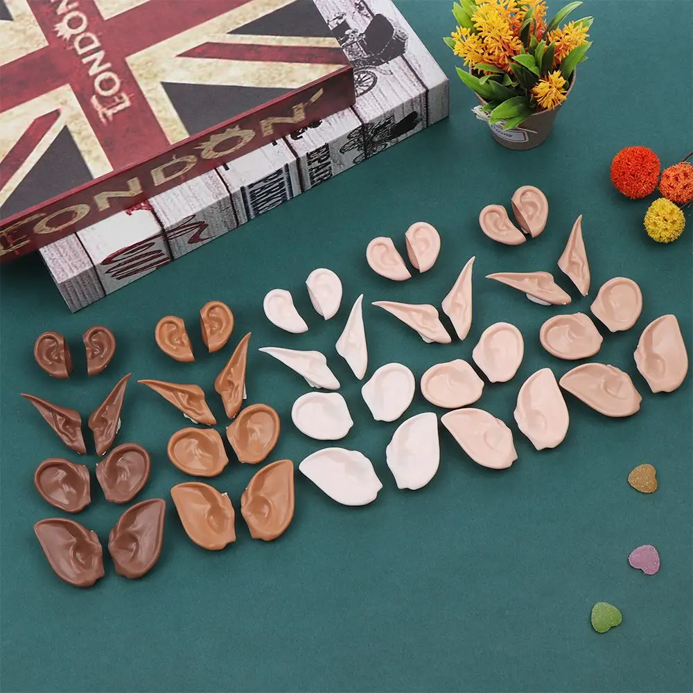 1Pair Doll 1/6 Elf and Human Plastic Ear White Natural Tan Dark and Super Dark Skin for 30cm Blyth Doll DIY Accessories Gift