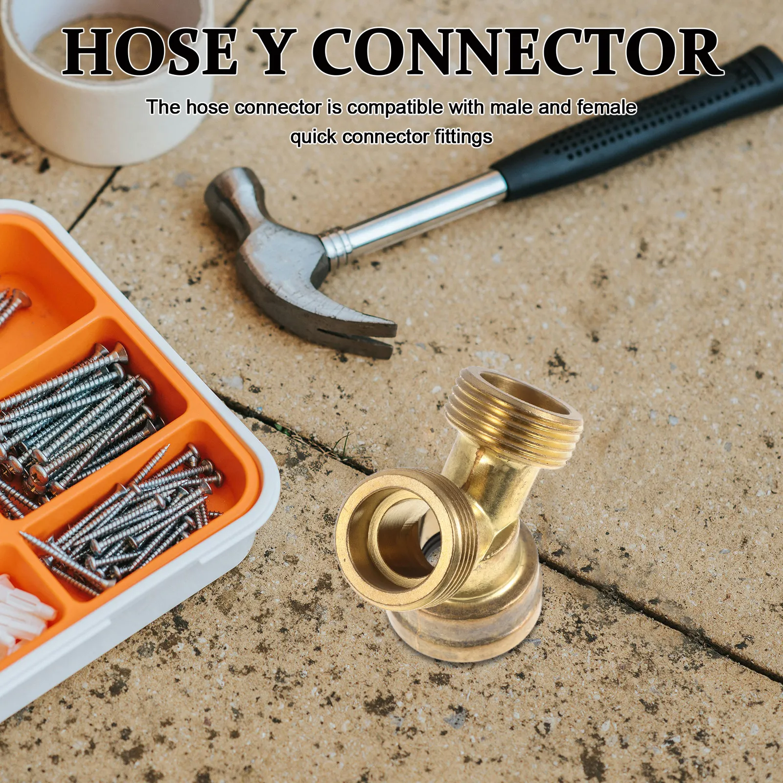 Garden Brass Joint Hose Fresh Water Fitting 2 Way Splitter Tee Dual-thread Connectors