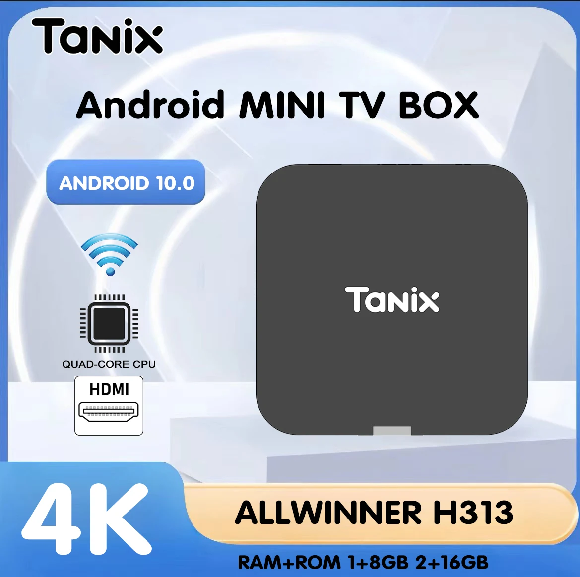 HOT Android 10.0 Allwinner H313 MINI TV Box Tanix TX1 2.4G Wifi RAM 2GB ROM 16GB 8GB  Support 4K  Global Media Player