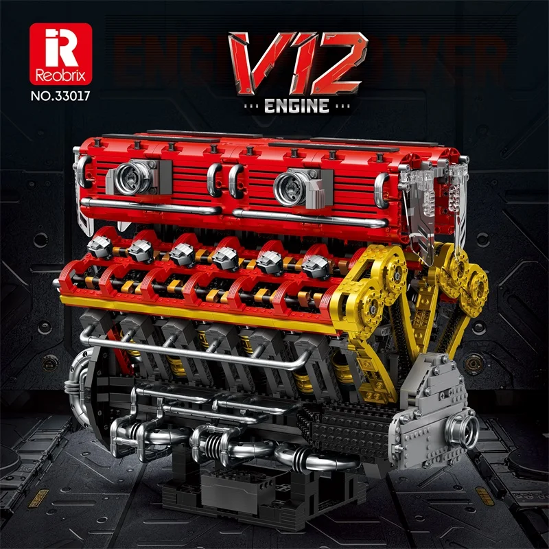 2026 New 4719 PCS MOC V12 Engine Building Kit, Motorized Lithium Battery Powered Model, STEM Gift for Mechanical Enthusiasts