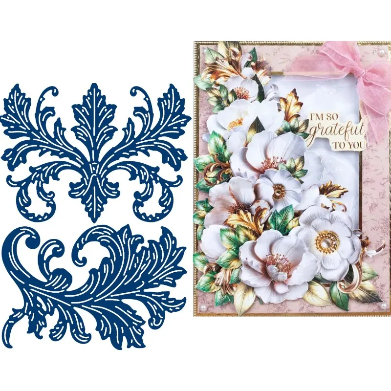 Golden Flourish Gilded Leave Craft Metal Cutting Dies Mold Strips Sheet Scrapbook Paper Craft Knife Mold Blade Punch Stencils