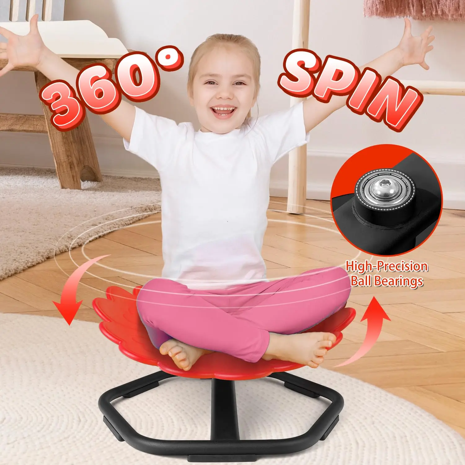 Swivel Chair- 360° Spinning Seat Autism Sensory Spin Toddler Sit ADHD Toy Play Equipment Relief Motion Sickness for kids