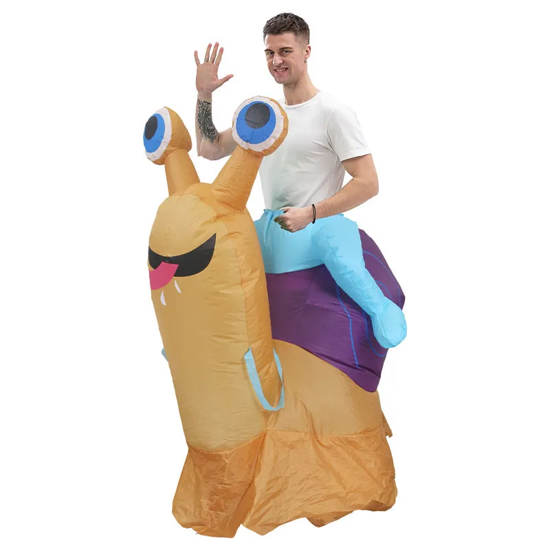 Riding Snail Inflatable Costumes Amusement Park Blow Up Clothes Halloween Party Cosplay Costume Funny Performance Props - view 3