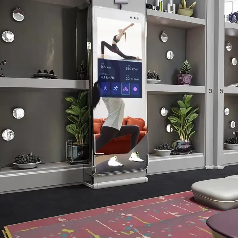 

【CHIMU HOME】Floor-Standing Interactive Fitness Mirror, Touchscreen LCD for Home Gym Workouts