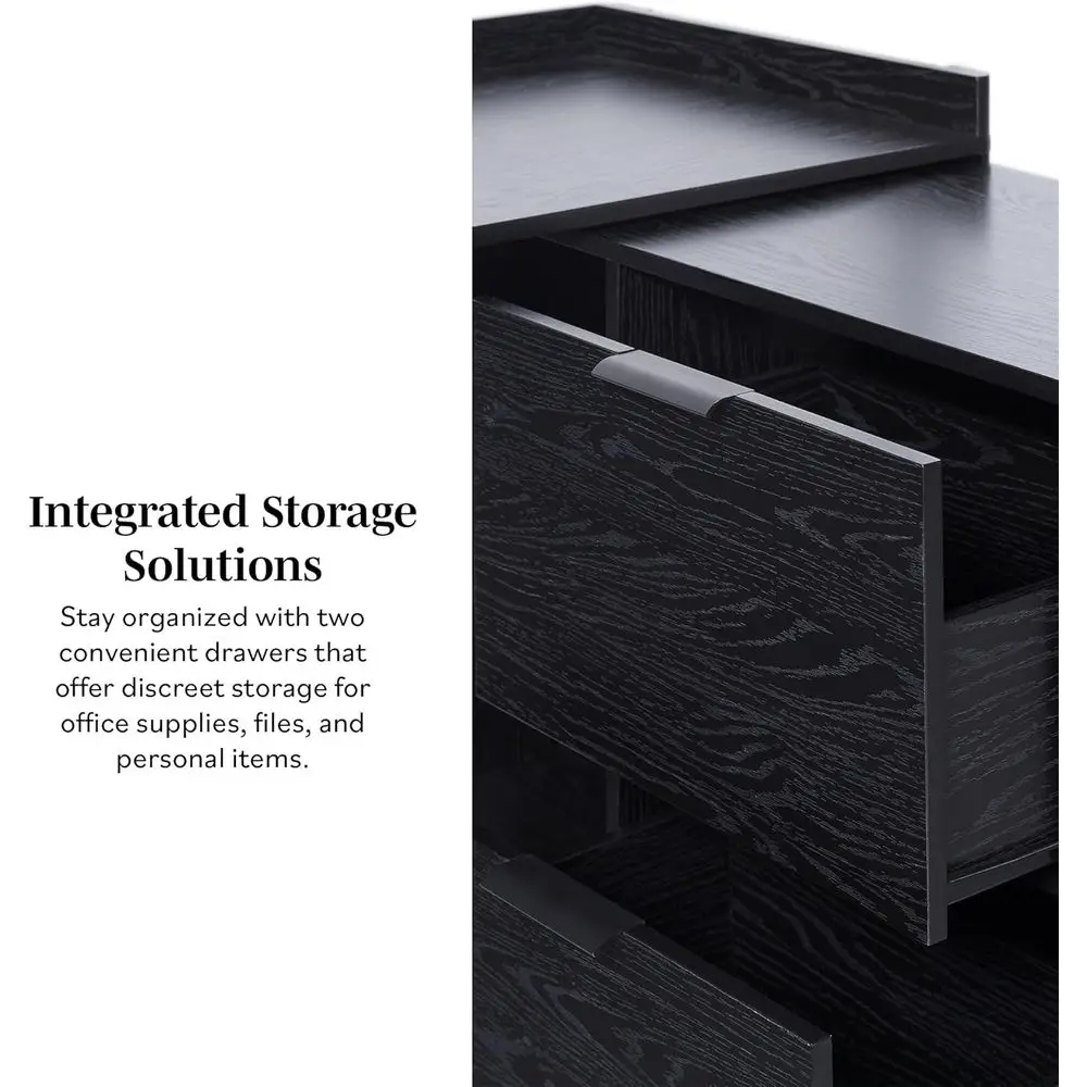 Transitional Office Design, Writing Desk with Drawers and Open Cubbies, Spacious Desktop, Reversible Fit, Complementary in Livin