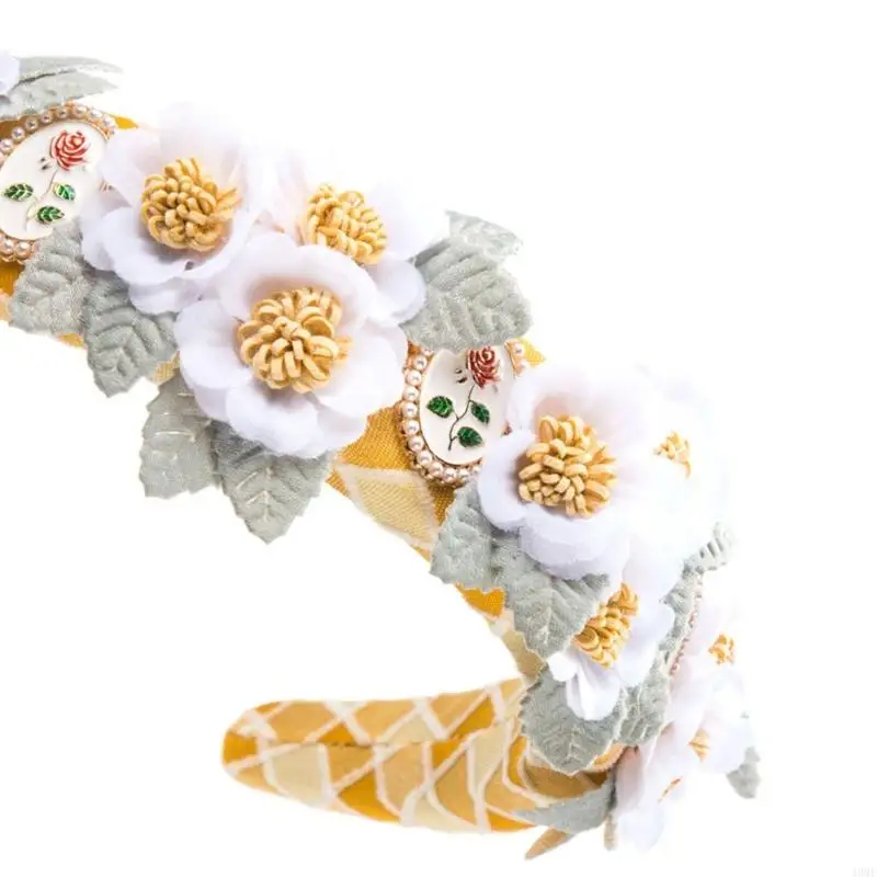 49mf Coiffe fleur délicate Cerceau ethnique Foume Take Photo Band Bandon Pastoral Girl Realist Flower Bandbout