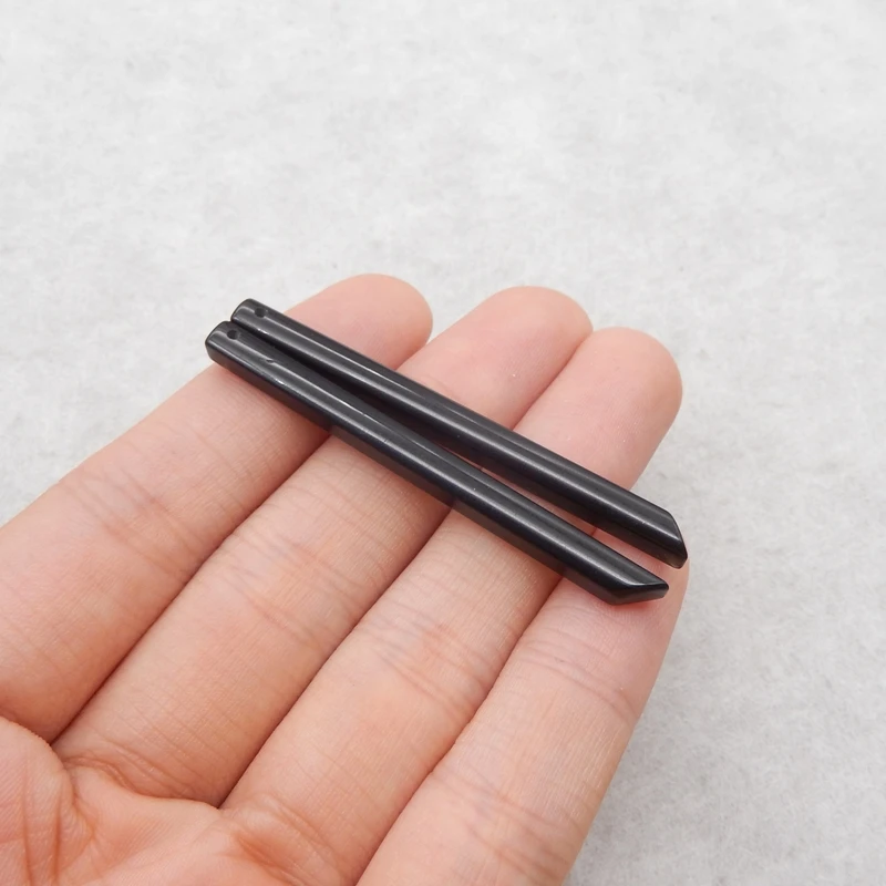 Natural Obsidian Long Earring Beads 52x4mm 3.3g Fashion Jewelry Earring Accessories - Unique Natural Stone Fashion Accessory