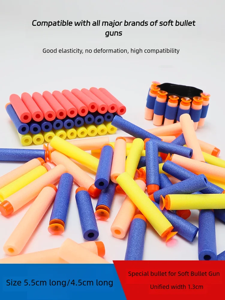 Over 6 years old 7.2cm blue100pcs For Nerf Soft Bullets Darts Round Head Refill Sponge Darts Kids Children Toy Gun Bullets For N