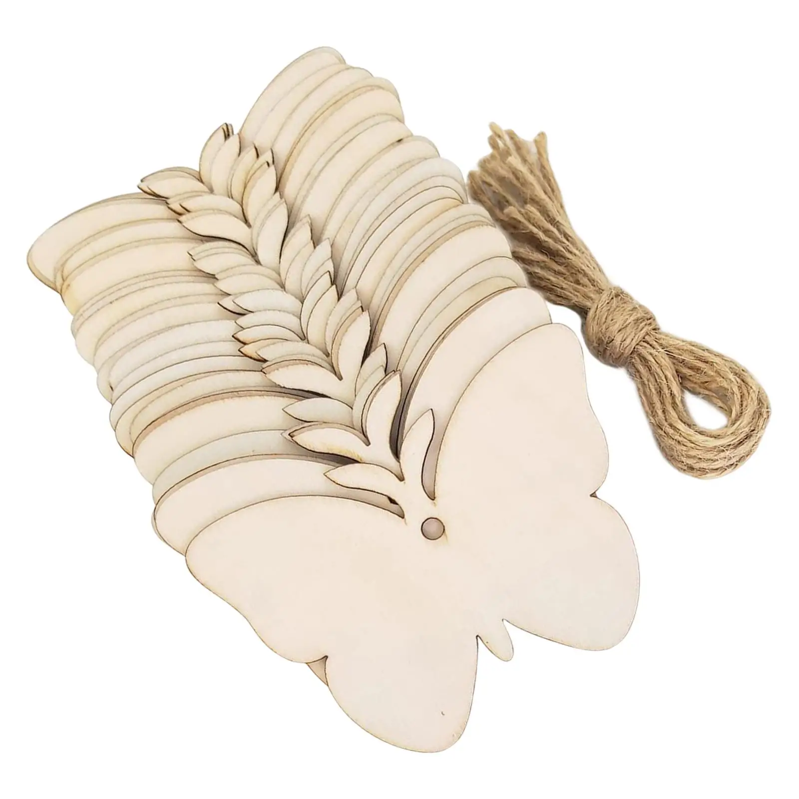 Wooden Butterfly Shaped Unfinished Blank Signs DIY Plaque with Ropes Slices Door Hanging for Birthday Party Wedding Decoration